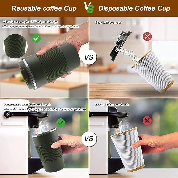 Insulated Travel Coffee Mug, Stainless Steel Coffee Cup - Image 5