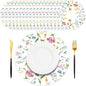 50 PCS Disposable Floral Paper Placemats - Watercolor Wildflower Round Placemat Spring Summer Table Mats for Home Kitchen Dinner Table Dining Party Decoration