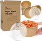 Ginkgo 30 oz Disposable Meal Prep Containers with Lids, Large Paper Bowls Bulk for Hot Soup, Food, Salad, Ice Cream, Dessert, Cereals, 60 Count