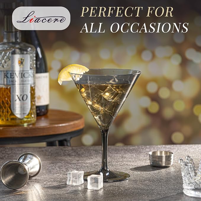 Liacere Martini Glasses Set of 6-11 oz Plastic Martini Cocktail Glasses - Image 2