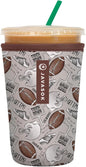 Sok It JavaSok Iced Coffee & Cold Soda Insulated Neoprene Cup Sleeve (Football, Medium: 22-28oz)