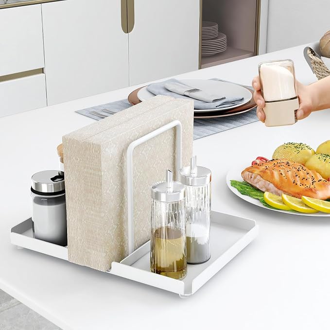 Napkin Holder for Table with Salt and Pepper Shakers Caddy, Standing Paper - Image 7