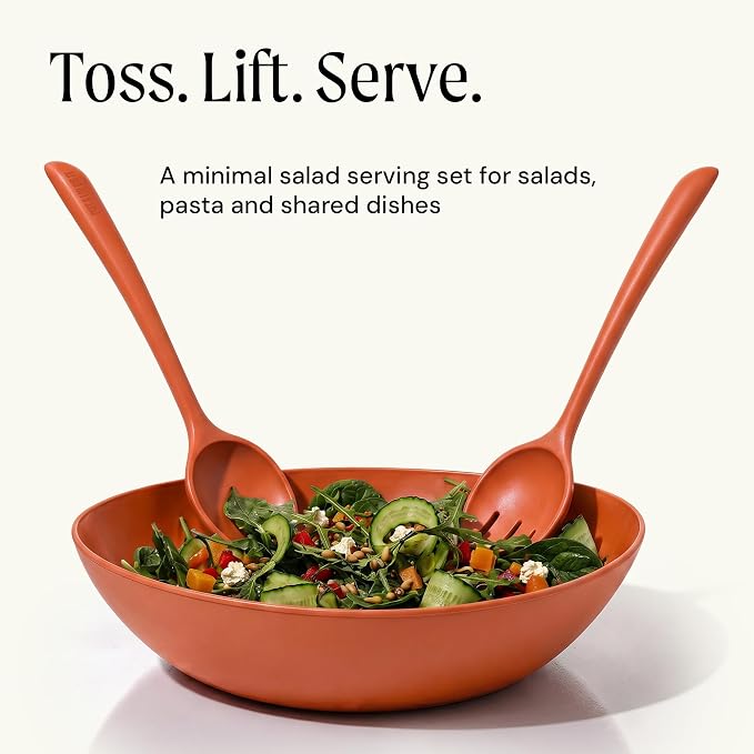 Salad Servers - Spoon and Fork Serving Set, Certified Recycled Food-Safe Plastic - Image 2