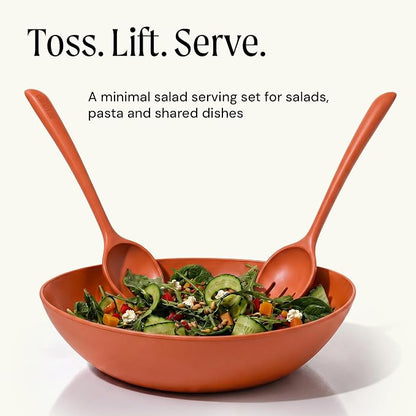 Salad Servers - Spoon and Fork Serving Set, Certified Recycled Food-Safe Plastic - Image 2