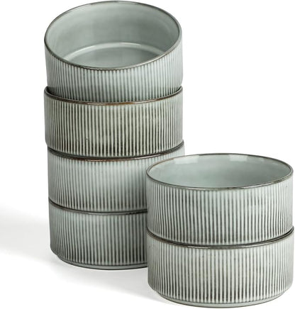 famiware Star Cereal Bowl Set, 23 oz Soup Bowls Set of 6, Smoky Blue | Double by Famiware