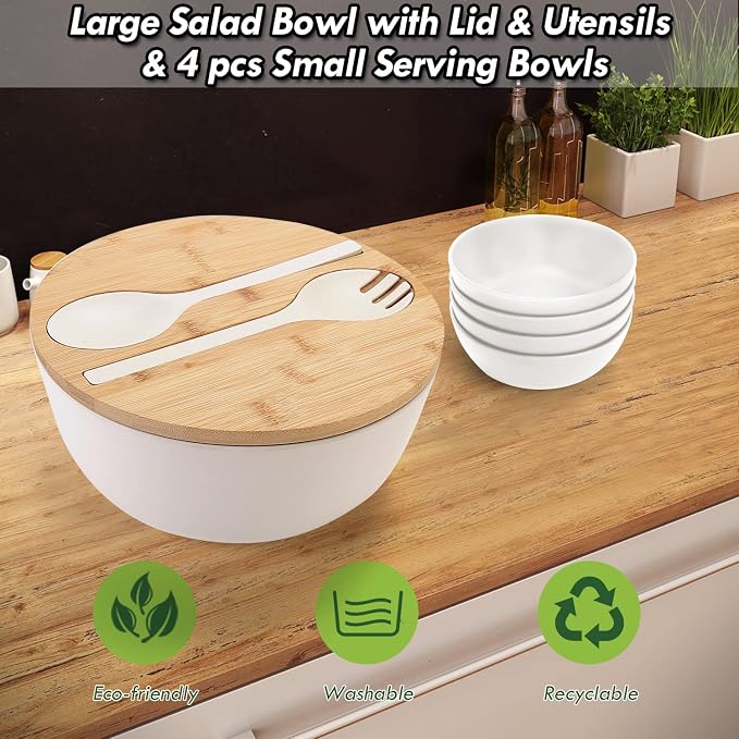 ShineMe Salad Bowl Set, 9.8inches Large Salad Bowl - Image 2