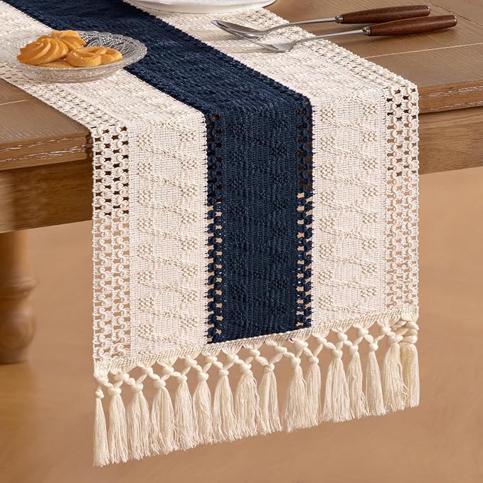 Boho Table Runner Summer Farmhouse Rustic Dining Dresser Scarf Home Decor | - Image 4