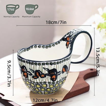 ALMA Ceramic Soup Bowls With Handles, 16oz Microwavable Soup Mug - Image 6