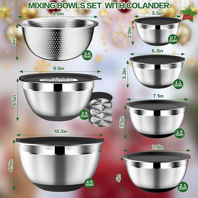 DUTZUN Mixing Bowls with Lids Set - Image 2