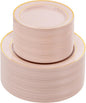 NOCCUR 200PCS Pink Plastic Plates for 100 Guests - Include 100PCS 10" Dinner/ 100PCS 7" Dessert Plastic Plates Heavy Duty - Ideal for Wedding/Party/Valentines & Galentines Day