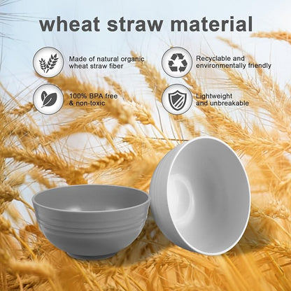 HEYCOME 12 Pcs Unbreakable Rice Bowls Set, 26 Oz Wheat Straw Bowls Set - Image 3
