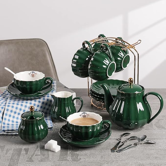 Sweejar British Royal Porcelain Tea Set, 8 OZ Cups & Saucer Service - Image 2