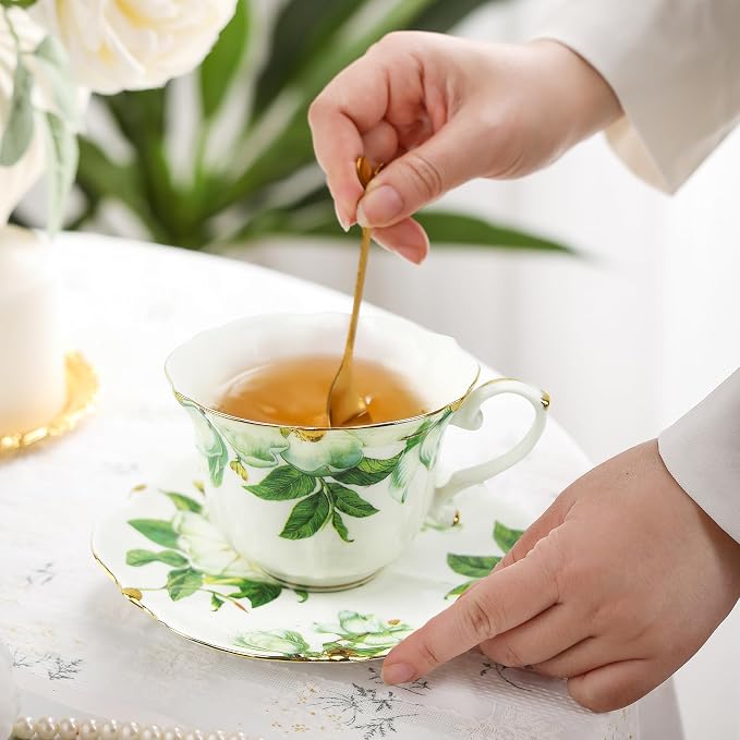 Country Roses Porcelain Tea Cup and Saucer Set - Image 3