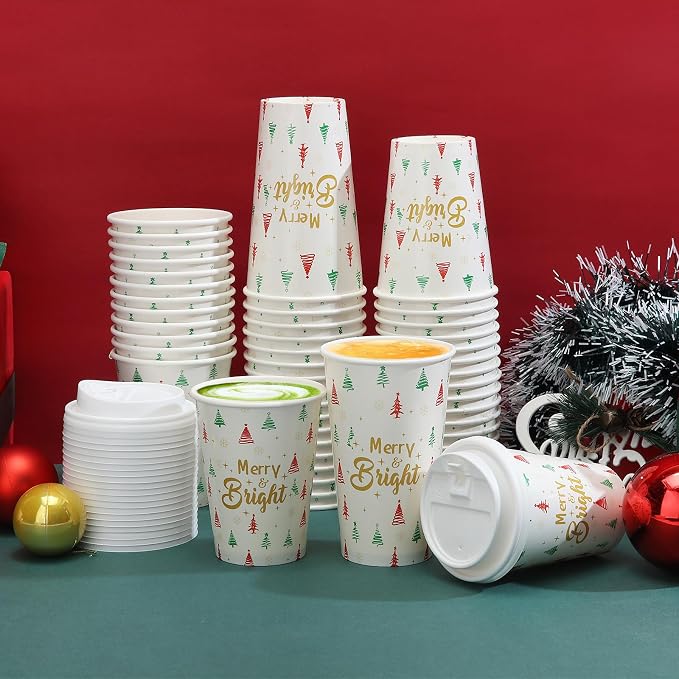 Tamone 100 PACK Christmas Cups 16OZ Disposable Coffee Cups - Image 5