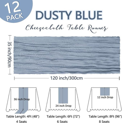 12 Pack Dusty Blue Cheesecloth Table Runner 10Ft Gauze Cheese Cloth Table - Image 2