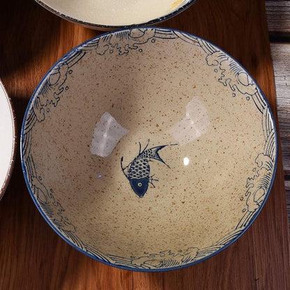 Japanese Retro Ramen Bowls Set of 4 Color Large 8 Inch Ceramic Bowl - Image 6