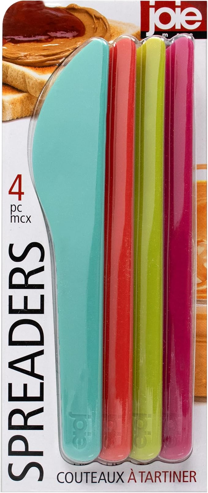 Joie Spreaders Set, Reusable Plastic Knives, 4-Count Assorted Colors | Ideal by TheJoie