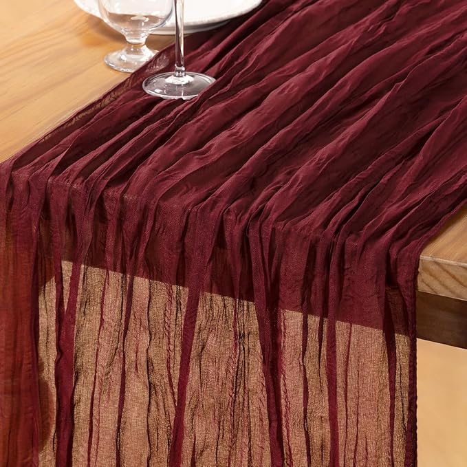 DeZerlor Burgundy Cheesecloth Table Runners 10 Pack Christmas Runners | by DeZerlor