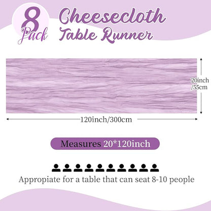 8 Pack Lavender Cheesecloth Table Runners 20x120 Inch Gauze Table Runner Cheese - Image 2