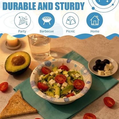 30 Count 8oz Paper Bowls, Disposable Bowls Microwaveable, Soak Proof and Cut - Image 3