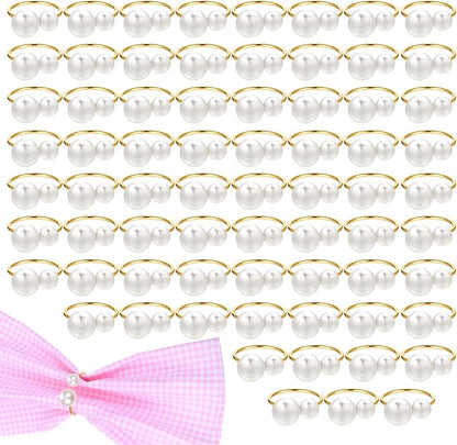 60 Pcs Gold Pearl Napkin Rings Bulk, Wedding Napkin Rings with Dual Pearls for Thanksgiving, Christmas, Party Decor, Elegant Table Setting Accessories
