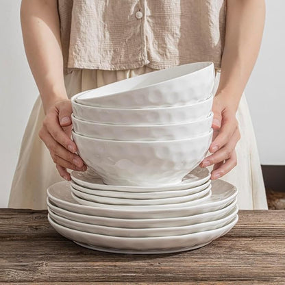 HOMBENE 8 Inch Pasta and Salad Bowls, Serving and Soup Bowl Set, Microwave Safe - Image 6