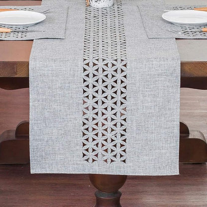 ARTABLE Gray Rectangle Fabric Table Runner Finished Edge 16 x 70 Inch | by ARTABLE