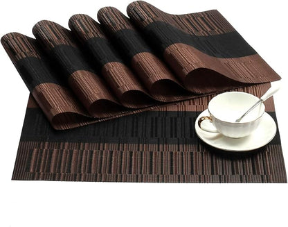 SHACOS Placemats Set of 6 Woven Vinyl Place Mats by SHACOS