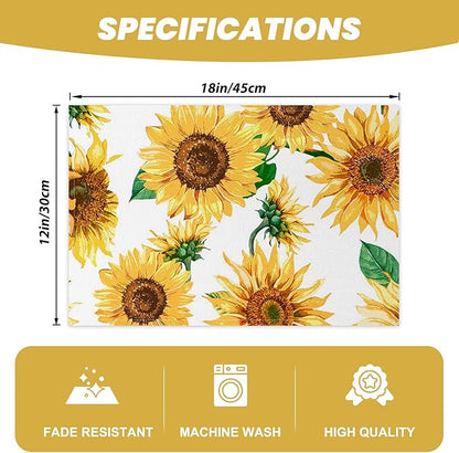 AOFOTO Sunflower Placemats Set of 4 Yellow Flowers Leaves Printed Place Mats Rectangular Artistic Table Mats for Party Home Kitchen Restaurant Dining Table Decor 12x18 Inch