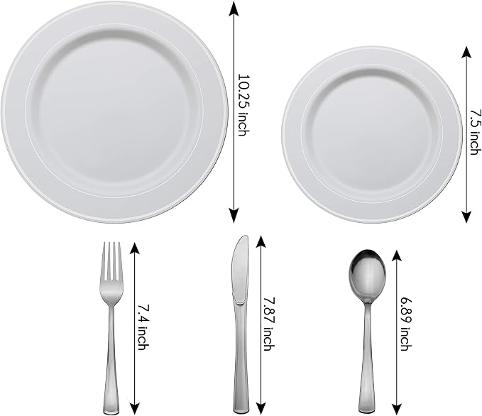 Exquisite 200 Piece Heavyweight Party Disposable Plastic Plates and Cutlery Set - Image 3