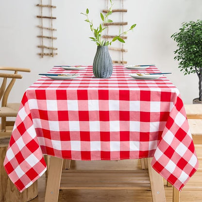 ShinyBeauty Checked Tablecloth Rectangle 54x80-Inch Red and White Buffalo Plaid by ShinyBeauty