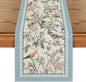 Artoid Mode Blue Birds Flowers Blossom Table Runner, Seasonal Spring Floral by ArtoidMode