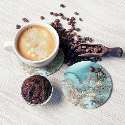 Natural Stone Rose Gold Marble Drink Coasters Modern Delicate Stone Liquid Ink Water Fluid Design Housewarming Presentss for New Home Present for Friends,2 Pcs,4 X 4 X 0.35 Inches