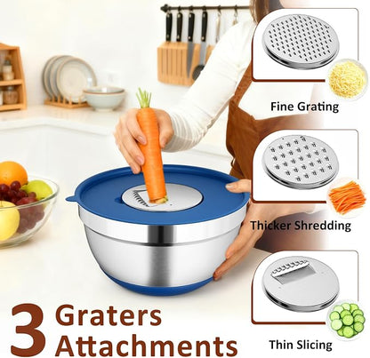 9 Pack Mixing Bowls with Airtight Lids Set, Stainless Steel Mixing Bowls with - Image 4