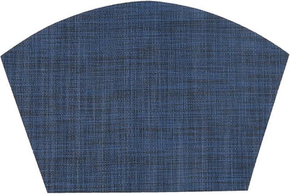 SHACOS Round Table Placemats Set of 7 Woven Vinyl Wedge Placemat with Centerpiece Mat Heat Resistant Place Mats Round Table Mats Wipe Clean (7, Blue Black)