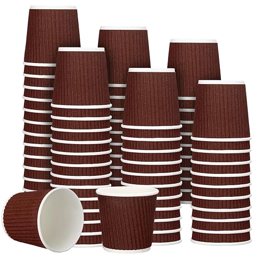 Yaomiao 200 Pcs 4 oz Disposable Espresso Coffee Cups Ripple Corrugated Paper by Yaomiao