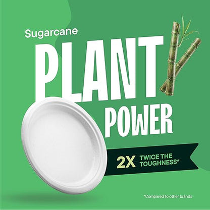 Stack Man 100% Compostable Small Paper Plates 7 Inch Heavy-Duty [125-Pack] Eco-Friendly White Bagasse Disposable Dessert Cake Plates - 7" Biodegradable Plate (BPI-Certified) (PFAS-Free)