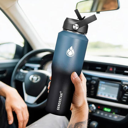 SENDESTAR Water Bottle 32oz, 2 Lids, Wide Mouth Stainless Steel Vacuum - Image 7