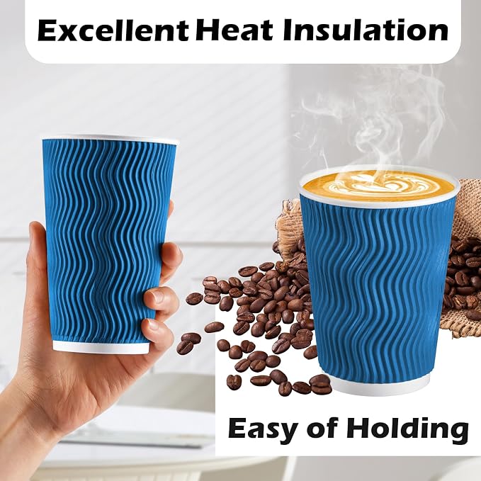 Lamosi 500 Count 8 oz Insulated Coffee Cups, Disposable Paper Cups No Lids | - Image 4