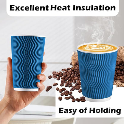 Lamosi 500 Count 8 oz Insulated Coffee Cups, Disposable Paper Cups No Lids | - Image 4