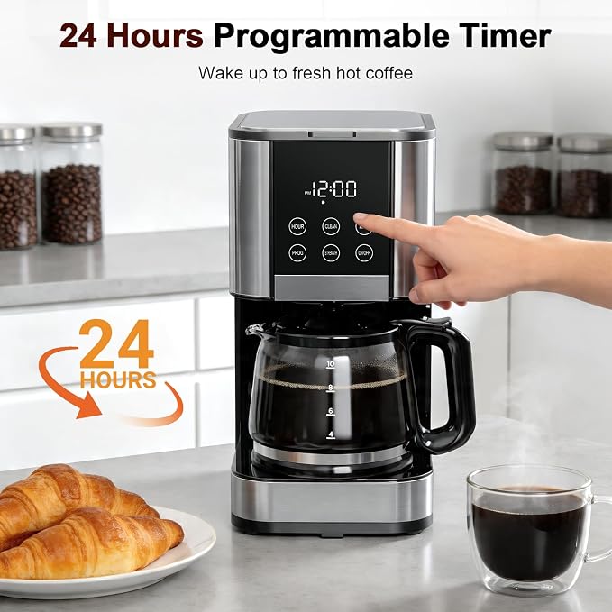 10 Cup Coffee Maker Programmable, Adjustable Brew Strength, Pause & Serve | - Image 3