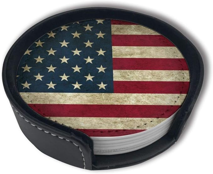 American Flag USA Flag Leather Drinks Coasters by YISHOW