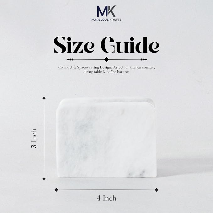 Marble Mini Napkin Holder 3" x 4" Inch White Serviette Holder - Image 3
