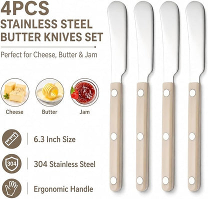 4PCS Stainless Steel Butter Knives Set: 6.3 Inch Cheese Spreader 304 Stainless - Image 2