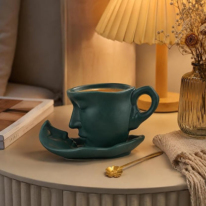 oliruim Green Coffee Cup and Saucer Set - Image 7