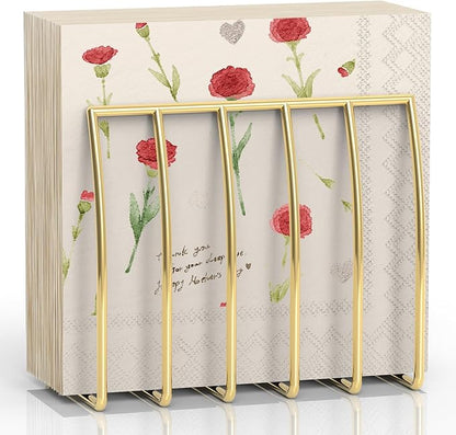Reversible Napkin Holder for Table Gold | 2-in-1 Gold Metal Cocktail Napkin by ZYLBB