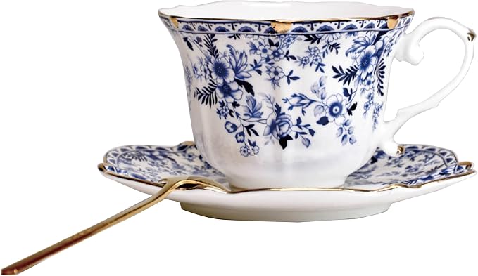Vintage Floral Porcelain Tea Cup and Saucer Set by Unknown