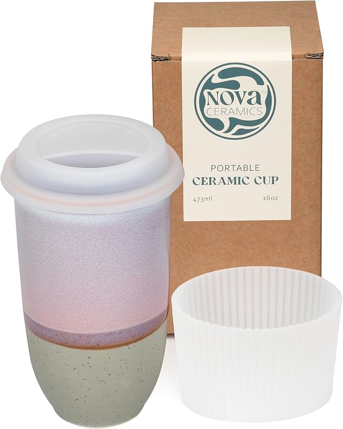 NOVA CERAMICS Coffee Travel Mug – Reusable To Go Mug – Microwave & Dishwasher by NovaCeramics