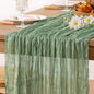Sage Green Gauze Cheesecloth Table Runner 10ft Boho Rustic Table Decor | by MLMC