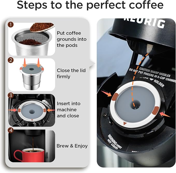 Reusable K Cups and Coffee Pods, Universal Stainless Steel K Cups - Image 5